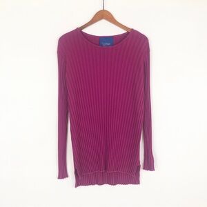 Simon Miller Oz Easy Crew‎ Shirt Rib Pink Size L Long Sleeve USA